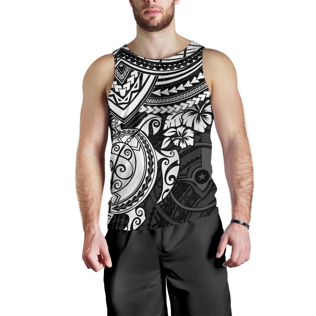 Yap Polynesian Tank Top (Men) - White Turtle - Polynesian Pride