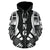 Papua New Guinea Polynesian All Over Zip up Hoodie White Tattoo - Polynesian Pride