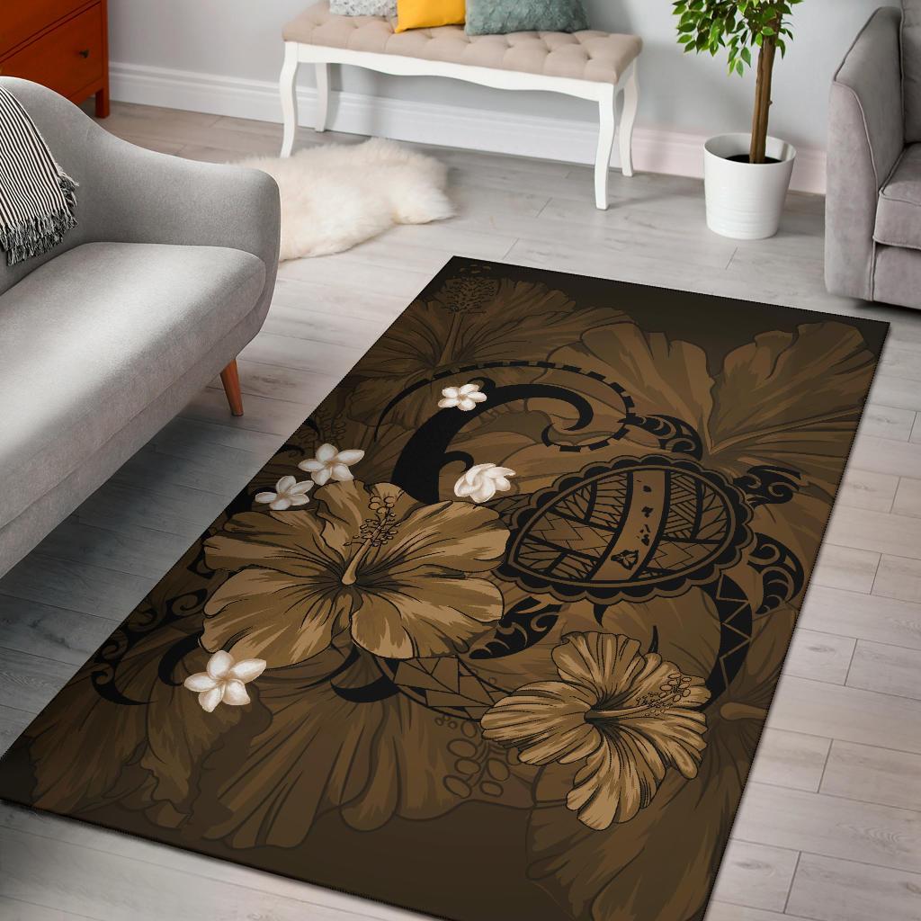 Hawaii Turtle Map Hibiscus Plumeria - Gold Gold - Polynesian Pride