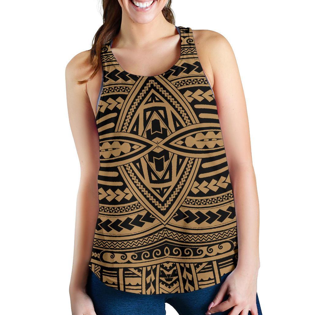 Polynesian Seamless Gold Women's Racerback Tank Top Gold - Polynesian Pride