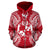 Tonga Polynesian All Over Zip up Hoodie Map Red White - Polynesian Pride