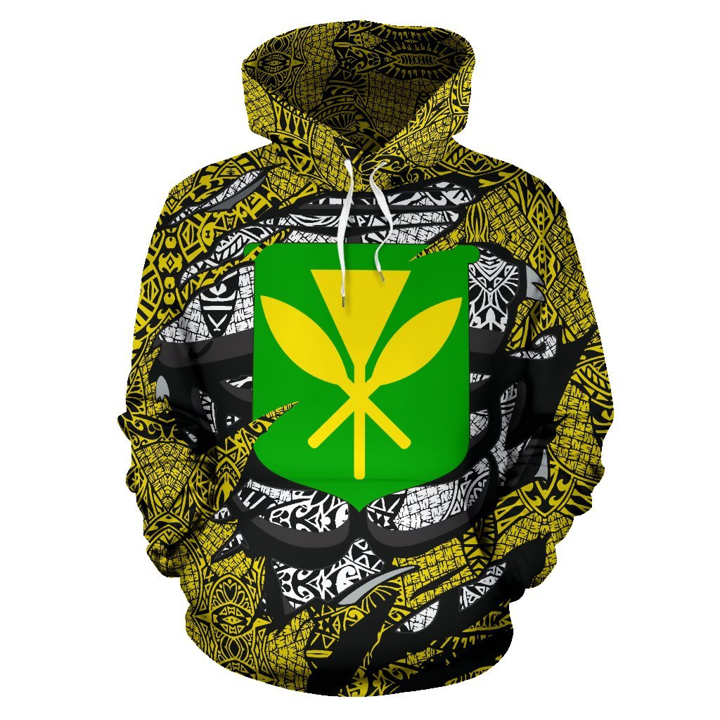 Polynesian Kanaka Maoli Map of Hawaii Hoodie Yellow - Polynesian Pride