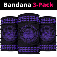 Hawaii Kakau Polynesian Coat Of Arms Bandana 3 - Pack - Purple - Polynesian Pride