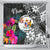 Niue Shower Curtain - Turtle Floral 177 x 172 (cm) BLACK - Polynesian Pride