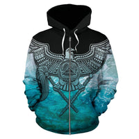 American Samoa Polynesian Zip up Hoodie Eagle Beach - Polynesian Pride