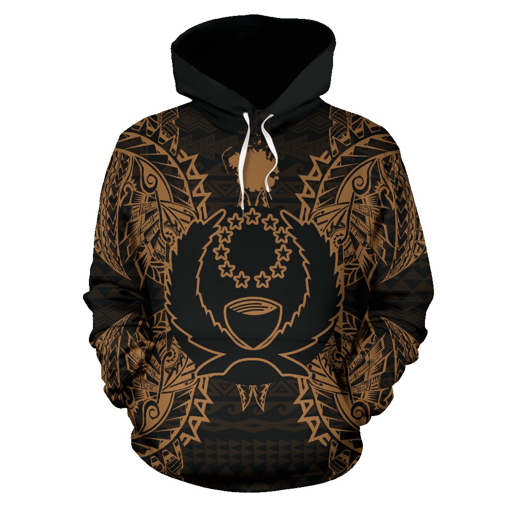 Pohnpei Polynesian ll Over Hoodie Map Gold - Polynesian Pride