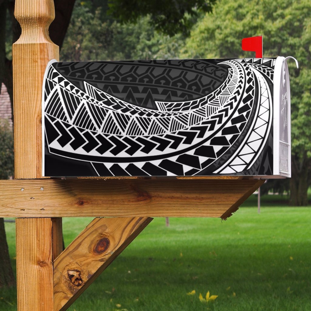 Federated States of Micronesia Mailbox Cover - Tropical Flowers Style Mailbox Cover - Federated States of Micronesia Black - Polynesian Pride