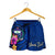 Samoa Polynesian Custom Personalised Women's Short - Floral With Seal Blue - Polynesian Pride