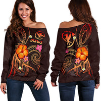 Polynesian Hawaii Off Shoulder - Legend of Kanaka Maoli (Red) - Polynesian Pride