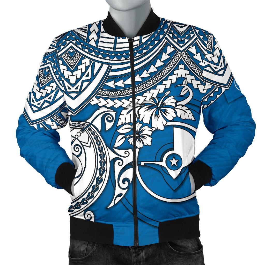Yap Polynesian Bomber Jacket (Men) - Polynesian Turtle Blue - Polynesian Pride