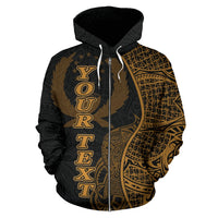 Pohnpei Polynesian Custom Zip up Hoodie Coconut Gold - Polynesian Pride
