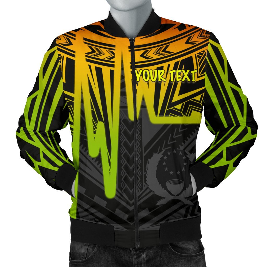 Pohnpei Personalised Men's Bomber Jacket - Pohnpei Seal In Heartbeat Patterns Style (Reggae) Reggae - Polynesian Pride