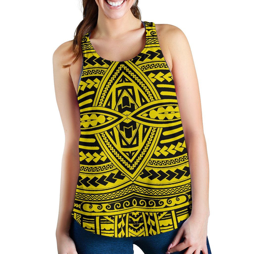 Polynesian Seamless yellow Women's Racerback Tank Top Yellow - Polynesian Pride