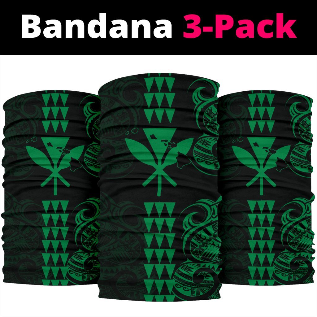 Hawaii Kanaka Kakau Polynesia Bandana 3 - Pack - Green - Polynesian Pride