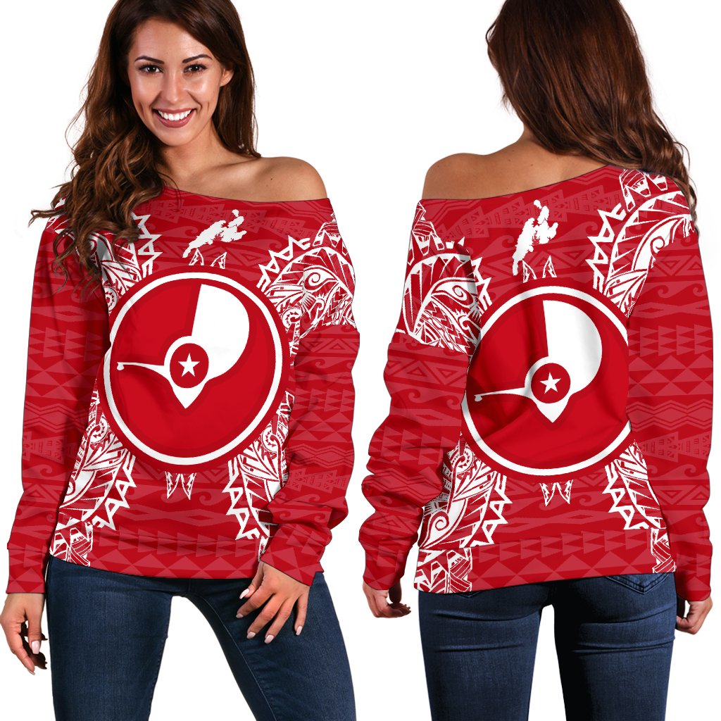 Yap Polynesian Shoulder Sweater Map Red White Red - Polynesian Pride