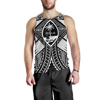 Guam Polynesian Men's Tank Top - Guam White Seal with Polynesian Tattoo Ver 01 - Polynesian Pride
