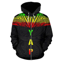 Yap All Over Zip up Hoodie Reggae Neck Style - Polynesian Pride