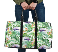 Tropical Orange Orchids Strelitzia Monstera Hawaii Travel Bag Travel Bag One size Black - Polynesian Pride