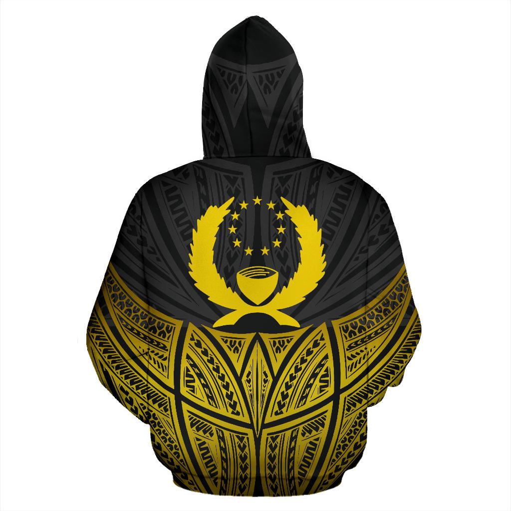 Pohnpei Polynesian Zip up Hoodie Gold Pride Map and Seal - Polynesian Pride