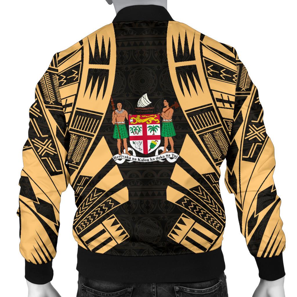 Fiji Men Bomber Jackets - Polynesian Tattoo Gold - Polynesian Pride