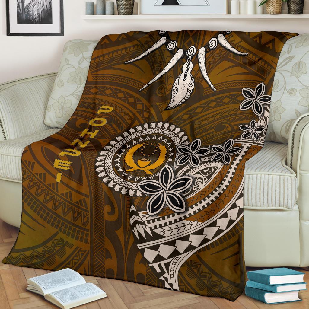 Pohnpei Premium Blankets - Polynesian Boar Tusk One Style White - Polynesian Pride