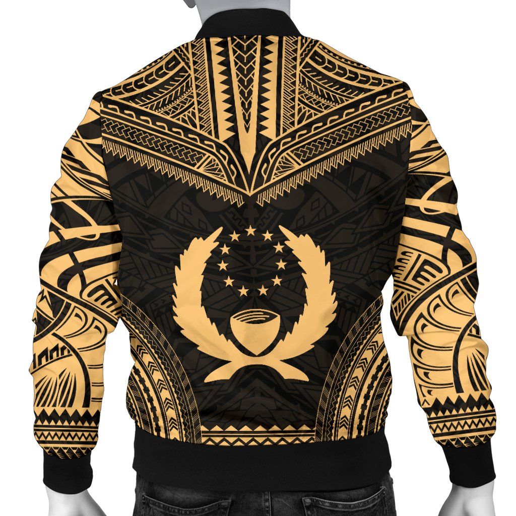 Pohnpei Polynesian Chief Men's Bomber Jacket - Gold Version - Polynesian Pride