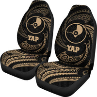 Yap Micronesia Car Seat Covers - Gold Tribal Wave - Polynesian Pride