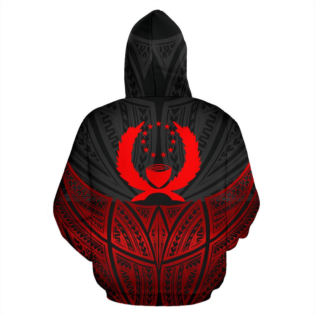 Pohnpei Polynesian Hoodie Red Black Pride Map nd Seal - Polynesian Pride