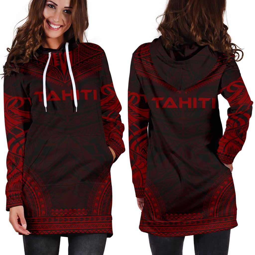 Tahiti Women's Hoodie Dress - Polynesian Red Chief - Polynesian Pride
