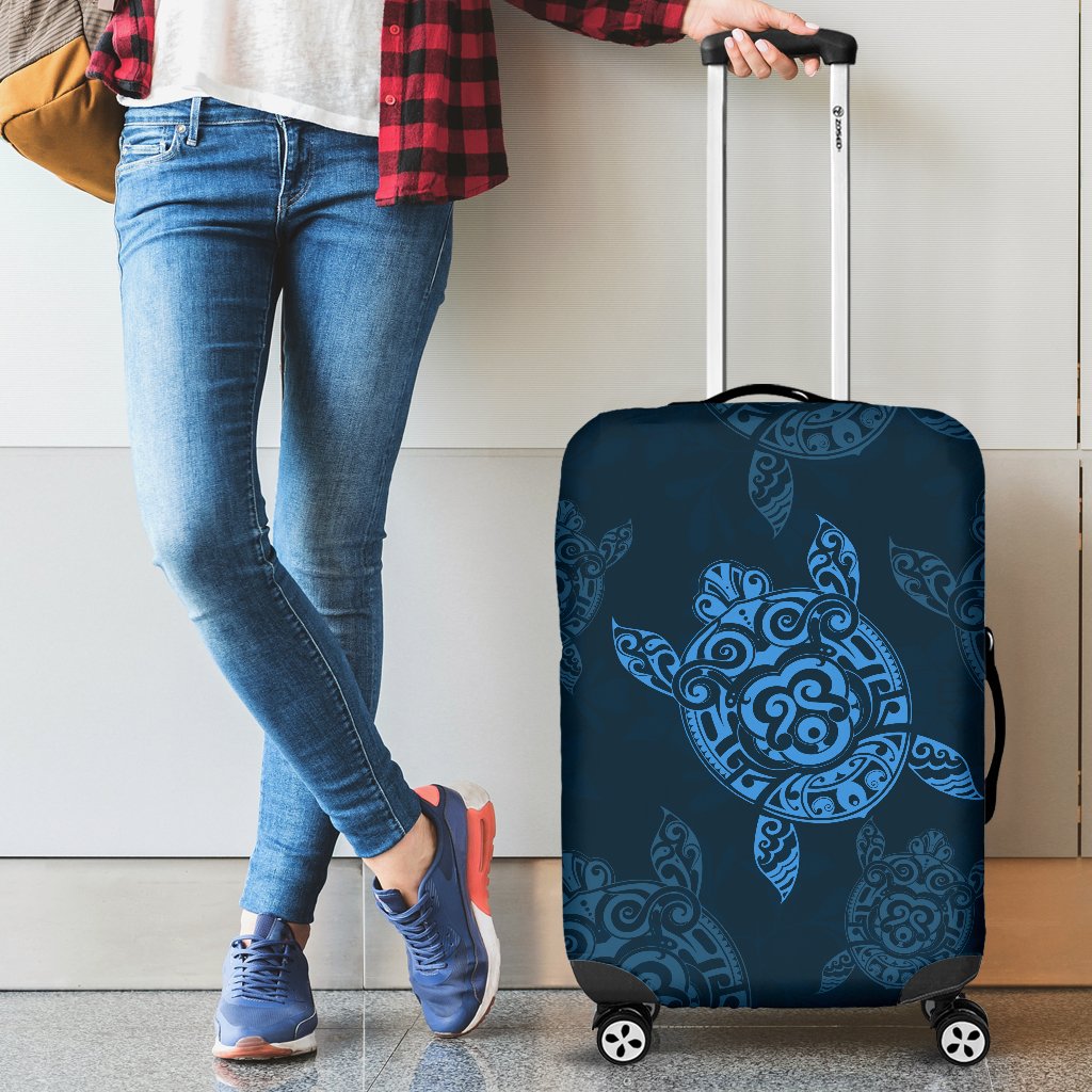 Turtle Luggage Cover 01 Black - Polynesian Pride