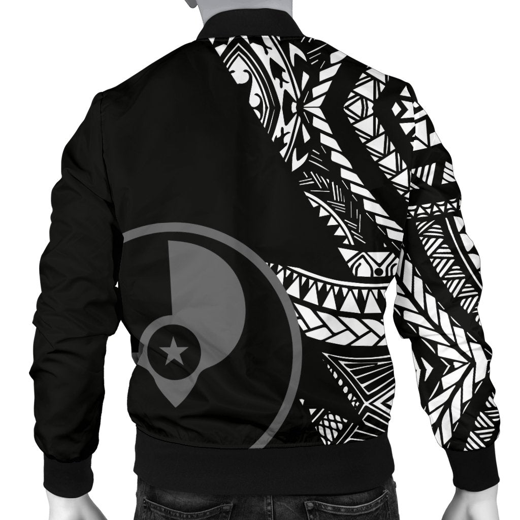 Yap Personalised Custom Men's Bomber Jacket - Micronesian Pattern Flash Black - Polynesian Pride