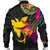 Papua New Guinea Men's Bomber Jacket - Hibiscus Polynesian Pattern - Polynesian Pride