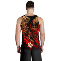 Guam Polynesian Men's Tank Top - Plumeria Flowers And Waves - Polynesian Pride