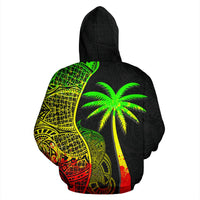 Yap Polynesian Zip up Hoodie Coconut Tree Reggae - Polynesian Pride