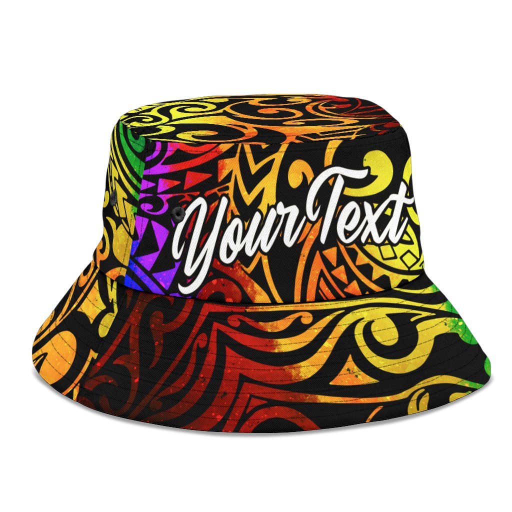 Fiji Custom Personalised Bucket Hat - Rainbow Polynesian Pattern - Polynesian Pride