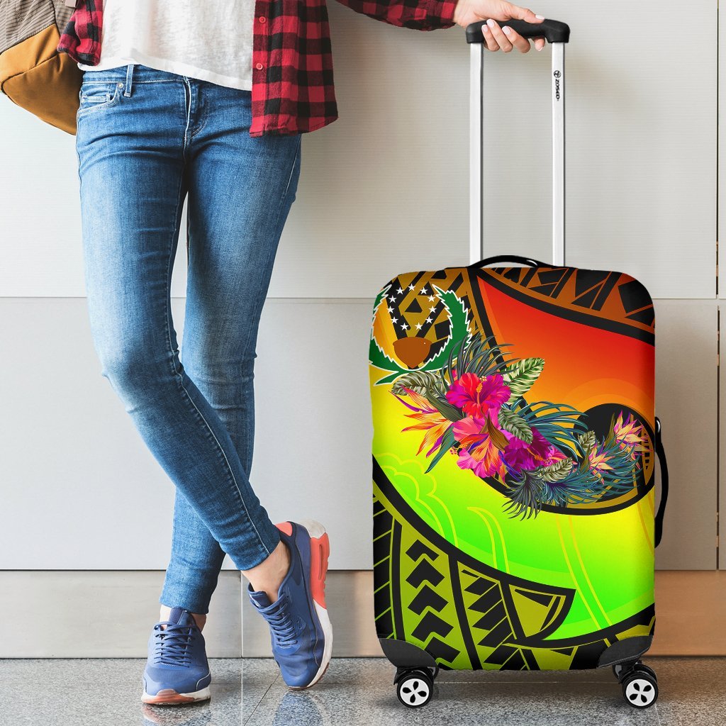 Pohnpei Luggage Covers - Polynesian Hook And Hibiscus (Raggae) Art - Polynesian Pride