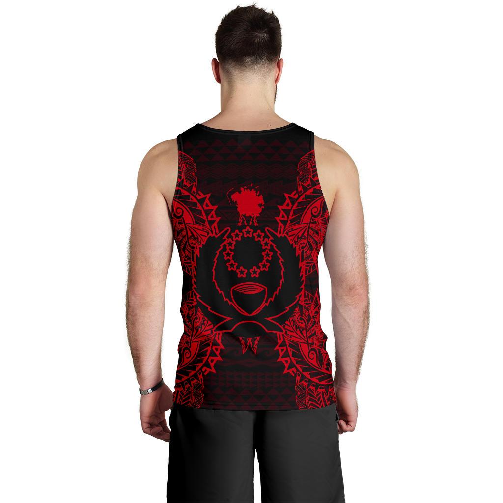 Pohnpei Polynesian Men Tank Top Map Red - Polynesian Pride