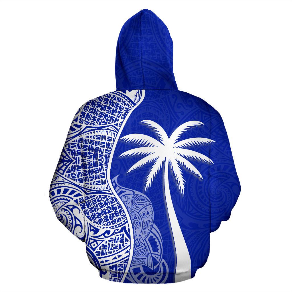 American Samoa Polynesian Hoodie Coconut Tree Blue - Polynesian Pride