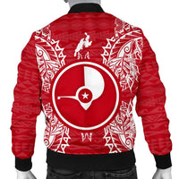 Yap Polynesian Men's Bomber Jacket Map Red White - Polynesian Pride