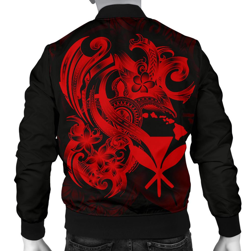 Polynesian Hawaii Men's Bomber Jacket - Kanaka Maoli Red Turtle - Polynesian Pride