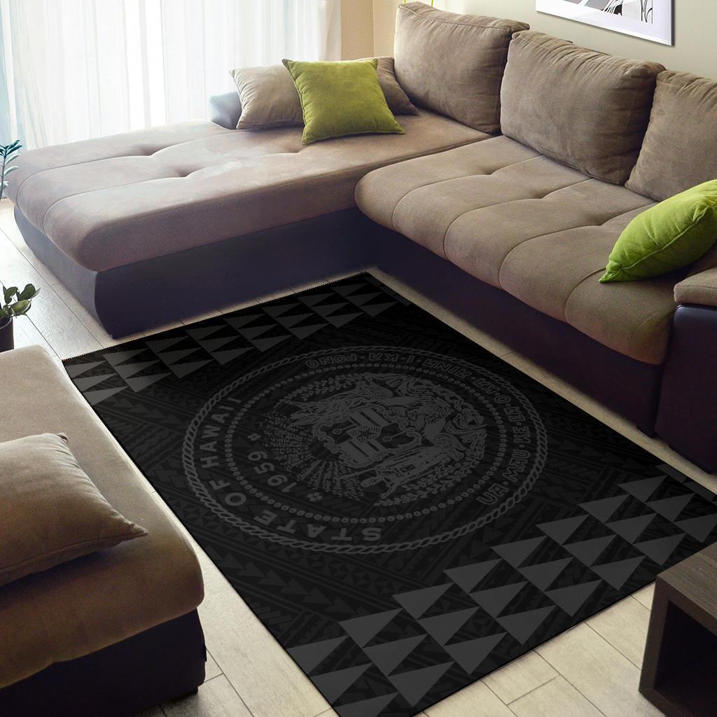 Kakau Seal Of Hawaii Polynesian - Grey Rug - Polynesian Pride