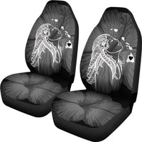 Hawaii Car Seat Covers - Hawaii Hula Girl Hibiscus Map White Universal Fit White - Polynesian Pride