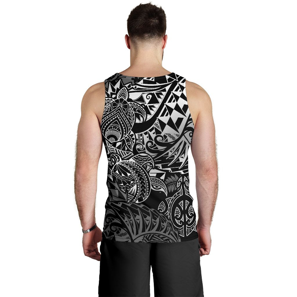 Guam Polynesian Tank Top (Men) - White Turtle Flowing - Polynesian Pride