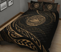 American Samoa Quilt Bed Set - Gold - Frida Style - Polynesian Pride