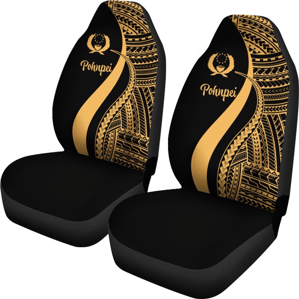 Pohnpei Car Seat Covers - Gold Polynesian Tentacle Tribal Pattern - Polynesian Pride