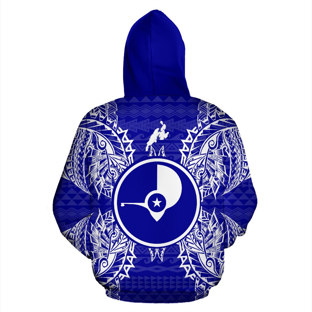 Yap Polynesian All Over Zip up Hoodie Map Blue - Polynesian Pride