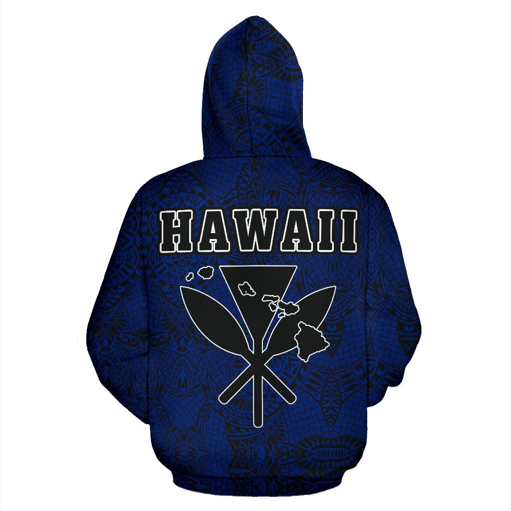 Polynesian Kanaka Maoli Royal Coat of Arms Hawaii Zip Hoodie Blue - Polynesian Pride