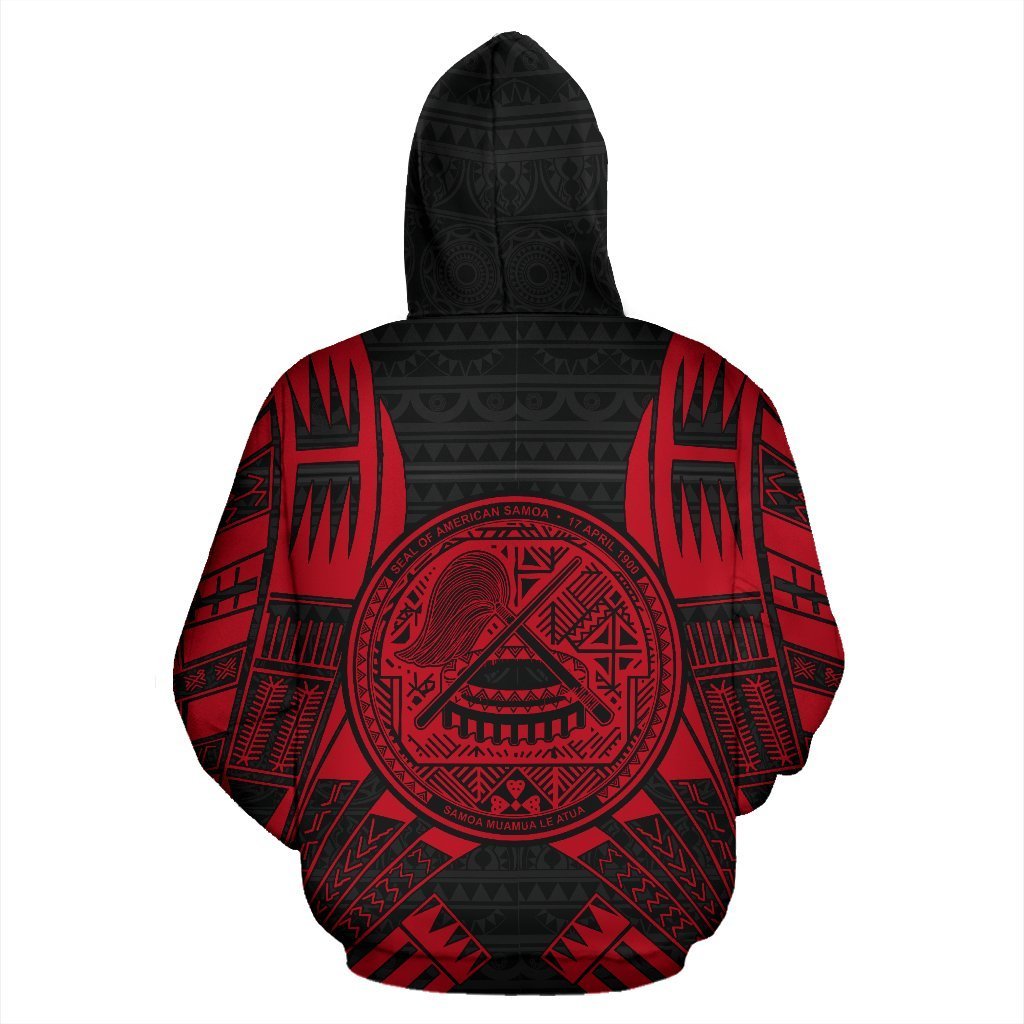 American Samoa All Over Zip up Hoodie Tattoo Red Version - Polynesian Pride