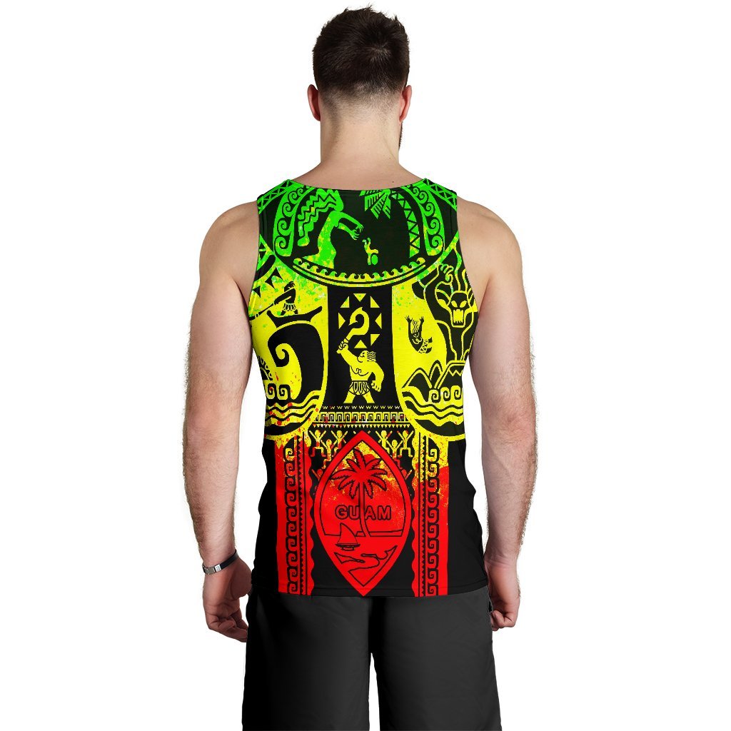 Polynesian Men's Tank Top - Guam Flag, Seal with Maui Moana Tattoo - Polynesian Pride