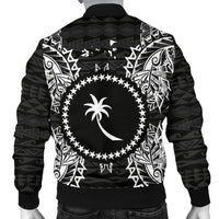 Chuuk Polynesian Men's Bomber Jacket Map Black - Polynesian Pride
